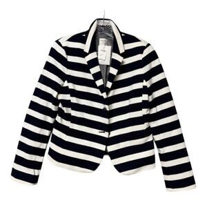 GAP The Academy Blazer Blue White Striped Double Button Closure Size 8 NWT